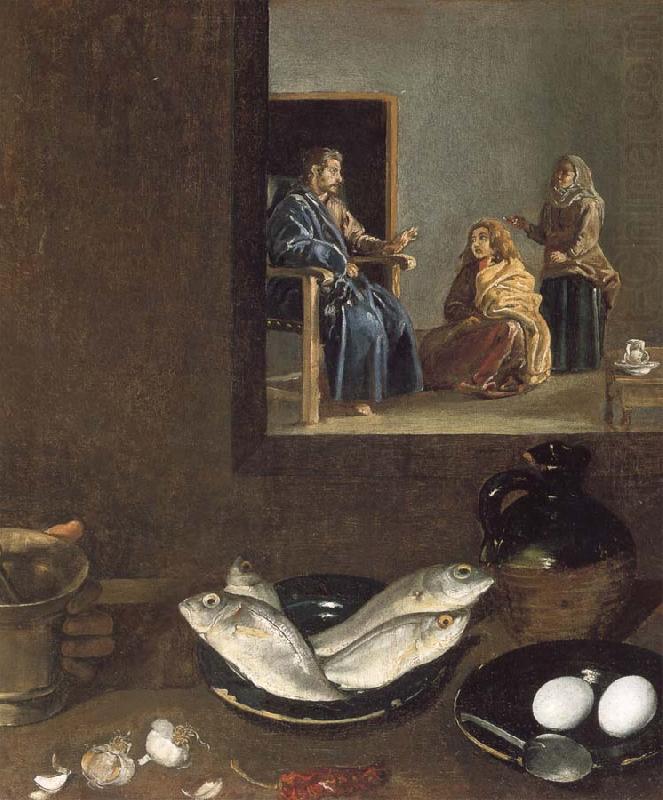 Diego Velazquez Detail of Kitchen Scene with Christ in the House of Martha and Mary oil painting picture